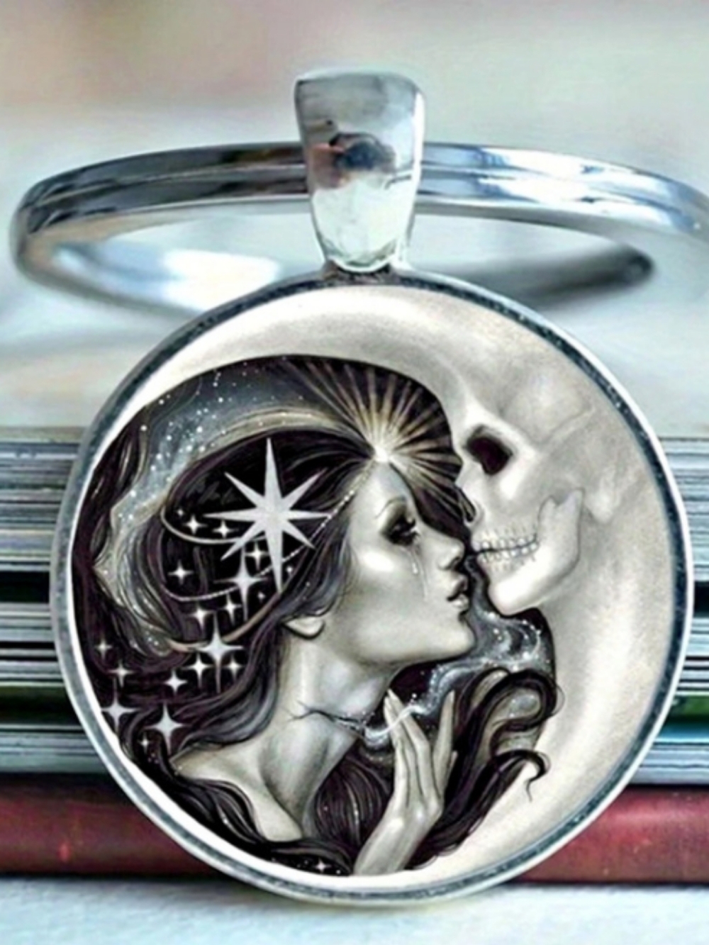 Celestial Couple Pendant Necklace in Silver
